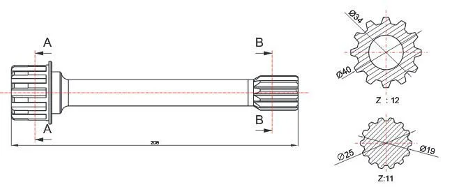 Вал отбора мощности ВОМ на Iveco 2870 (208 мм) - фото № 2