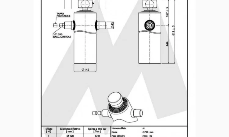 Подкузовной гидроцилиндр Mariz 145-4-1700 (24NV) - фото № 3