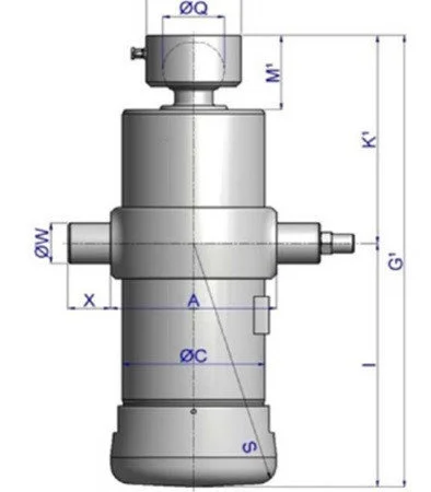Гидроцилиндр 2-х штоковый, подкузовной (ULB 093-2-0770-K172) - фото № 2