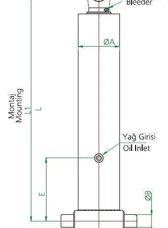 Гидроцилиндр на самосвал 4-х штоковый (длина 1 штока 1342 мм)тип С - фото № 1