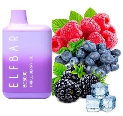 Електрона сигарета Elfbar BC 5000 тяг, 5% • Потрійна ягода з льодом • - фото № 1
