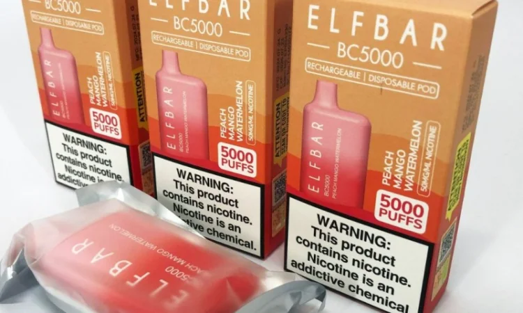 Е-сигарета ELF BAR 5000 тяг, 5% •Персик•Манго•Кавун - фото № 2