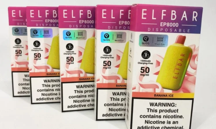 Електрона сигарета Elf Bar EP 8000 тяг, 5%:::Банан з льодом - фото № 2