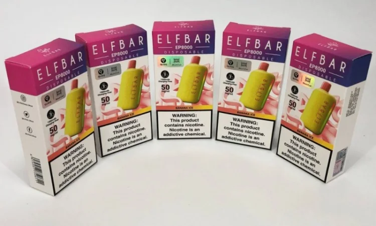 Електрона сигарета Elf Bar EP 8000 тяг, 5%:::Банан з льодом - фото № 3