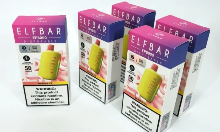 Електрона сигарета Elf Bar EP 8000 тяг, 5%:::Банан з льодом - фото № 4