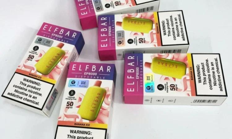 Електрона сигарета Elf Bar EP 8000 тяг, 5%:::Банан з льодом - фото № 5