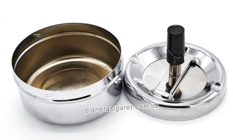 Попільничка, що крутиться, самоочисна, маленька, срібло 6-1105 - фото № 2