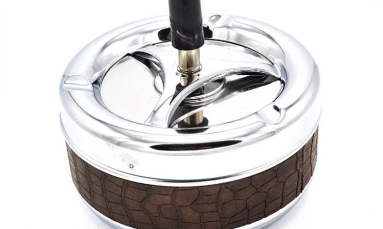 Попільничка, що крутиться, самоочисна, велика, шкіряна 6-1163 - фото № 1