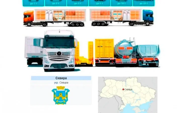 Грузоперевозки от 1 т до 22 т из Сквиры в Сквиру - фото № 1