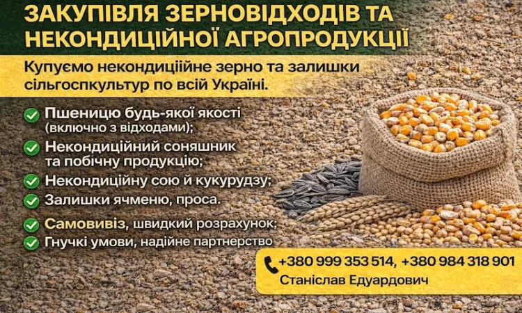 Закупівля зернових відходів та некондиційної агропродукції - фото № 1