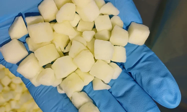 Продам яблуко без шкірки швидкозаморожене кубик 10×10 - фото № 1