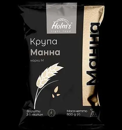 Крупа манная ТМ «Holm’s» - полипропиленовая упаковка 800 г - фото № 1