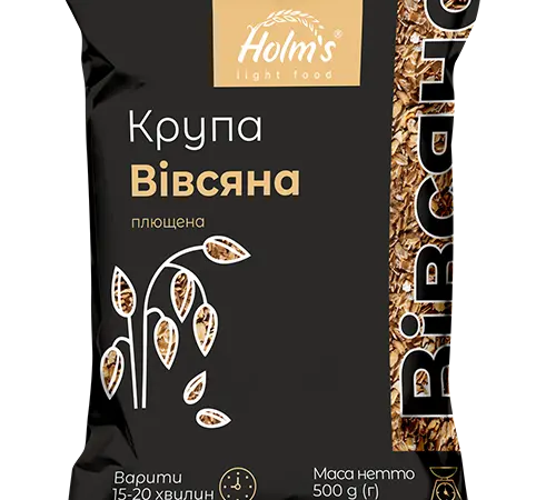 Крупа овсяная плющеная ТМ «Holm’s» – полипропиленовая упаковка 500 г - фото № 1