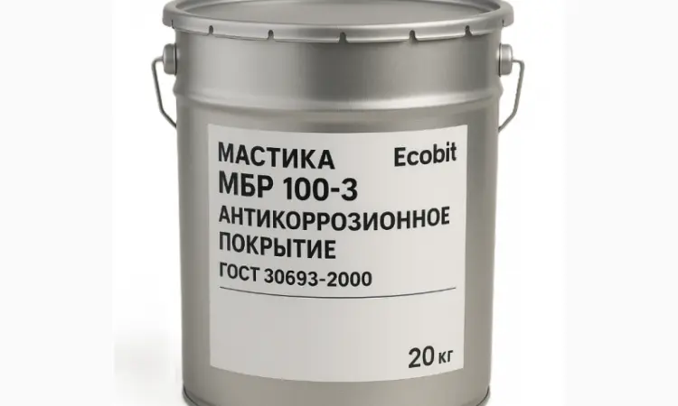 Мастика МБР 100-3 Ecobit ГОСТ 30693-2000 Антикоррозионное покрытие 20 кг - фото № 1
