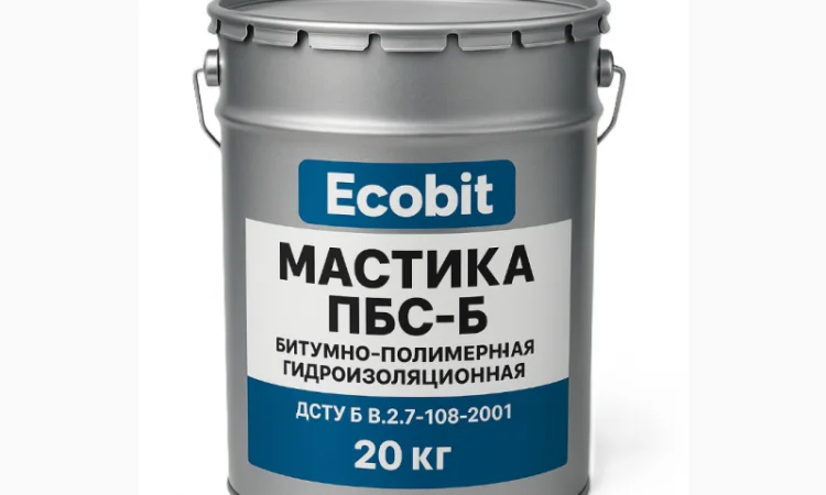 Полімерно-бітумна мастика ПБС-Б Ecobit 20 кг для покрівлі та захисту конструкцій - фото № 1