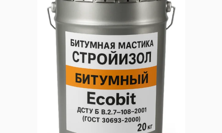 Битумная мастика СтройИзол Ecobit 20 кг для гидроизоляции - фото № 1