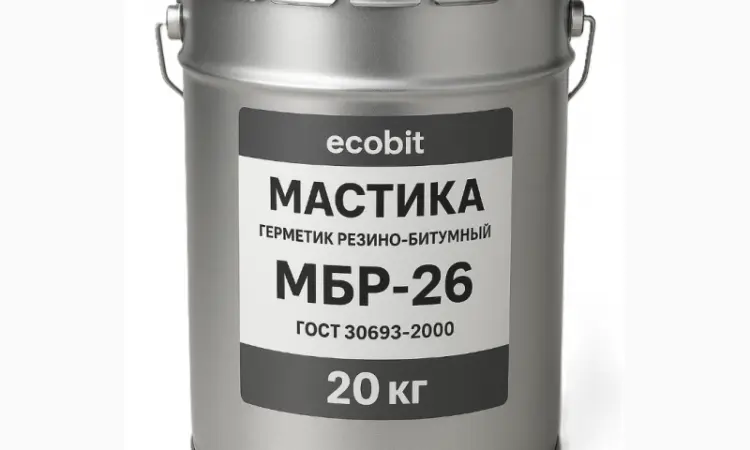 Герметик резино-битумный МБР-26 Ecobit ГОСТ 30693-2000 Кровельный 20 кг - фото № 1