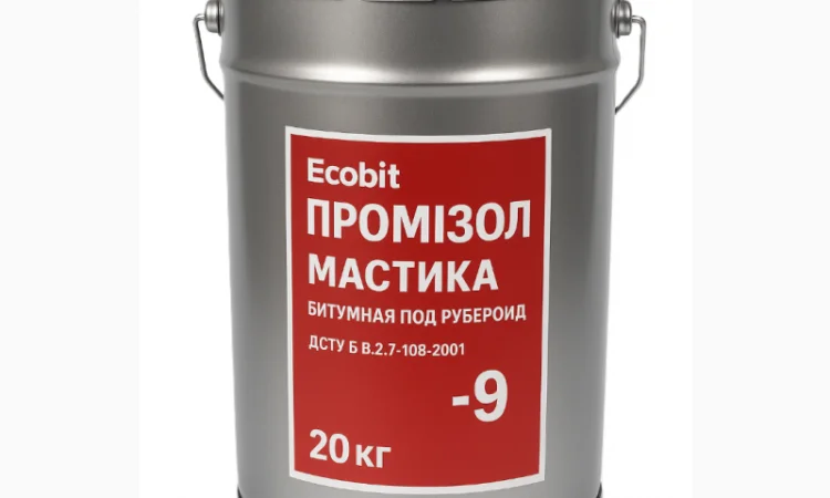 Мастика под рубероид ПРОМИЗОЛ Ecobit -9 для кровли и гидроизоляции 20 кг - фото № 1