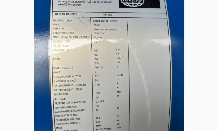 FG Wilson P850-1 - Perkins - 850 kVA 2025 год - фото № 3