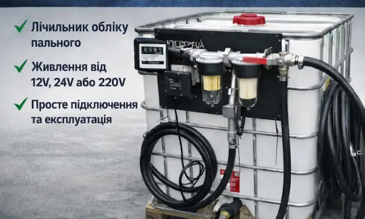 Міні автозаправна станція з єврокубом на 1000 л і насосом PIUSI - фото № 1