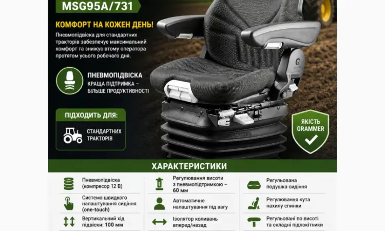 Сиденья GRAMMER Maximo / Actimo / Primo пневмо и механика | Подбор под вашу технику - фото № 2