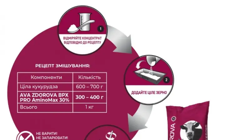 Гранульований концентрат для телят з перших днів AVA ZDOROVA ВРХ PRO AminoMax 30% - фото № 4