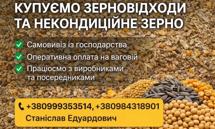 Закупівля некондиційного зерна і відходів зернових - фото № 1