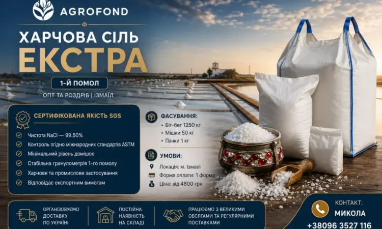 Харчова сіль «ЕКСТРА» - 1-й помол | Опт та роздріб - фото № 1