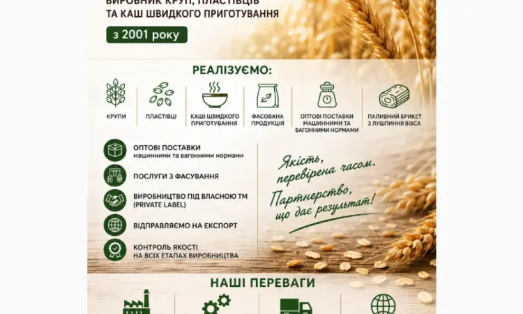 Крупи / пластівці / каші в асортименті від виробника. фасована та вагова. експорт - фото № 1