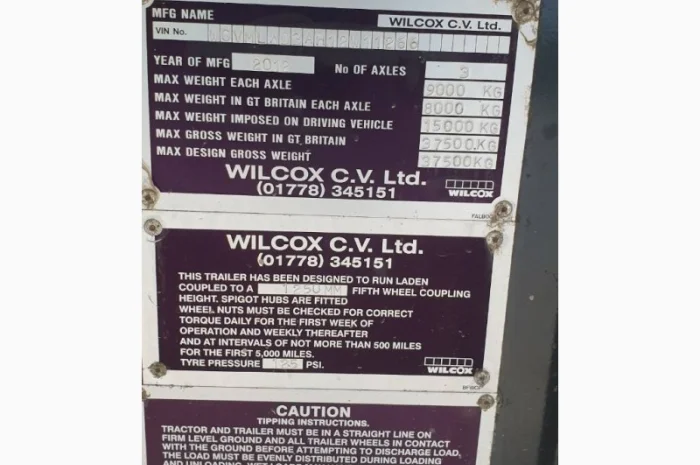 2012 Полуприцеп самосвал Wilcox (Англія) 60м3 Свіжий! Входять європалети! 2 підйомні осі- фото № 8
