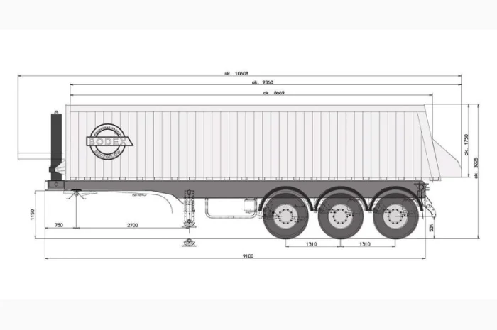 Полуприцеп самосвальный алюминиевый BODEX KIS 3WА1 35 м³- фото № 3