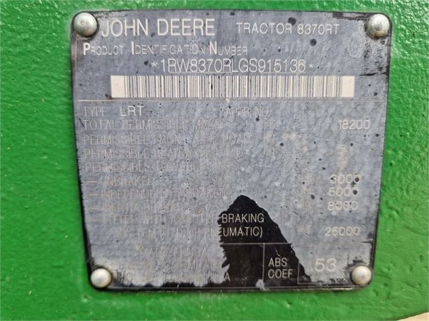 Трактор John Deere 8370RT (2016)- фото № 13