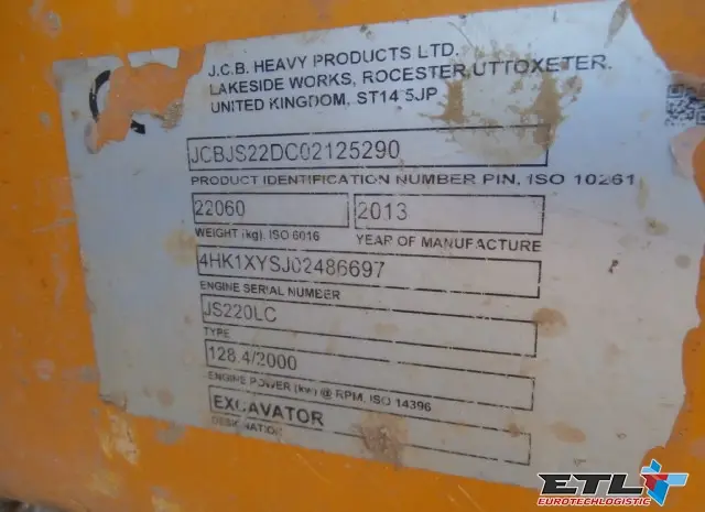 Гусеничный экскаватор JCB JS220 LC 2013 г- фото № 2
