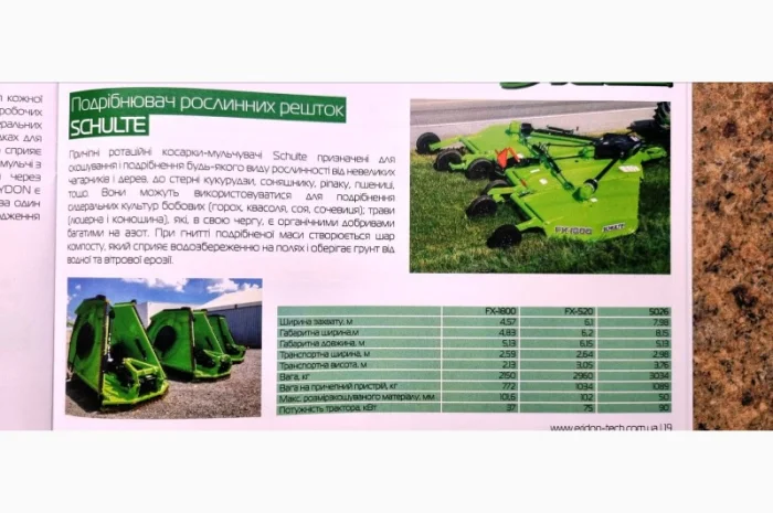 Подрібнювач мульчувач рослинних решток Schulte FX-1800- фото № 3