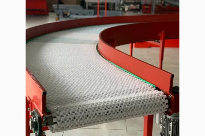 Конвейер с модульной лентой поворотный- фото № 1