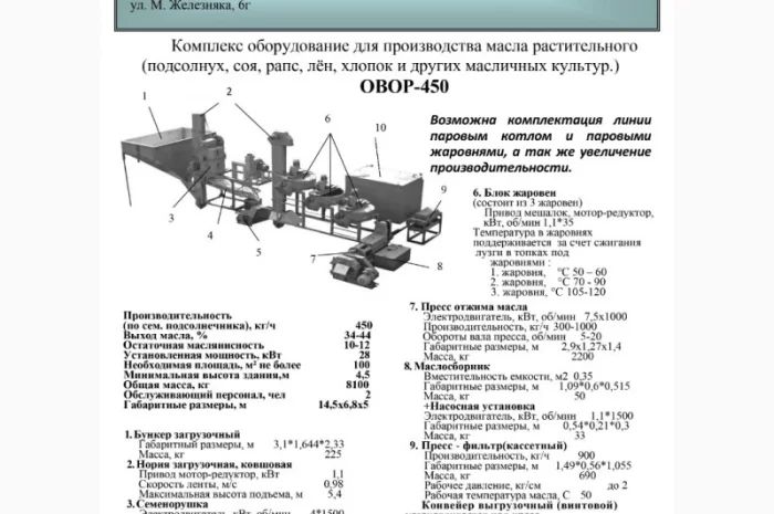 Линия производства подсолнечного масла ОВОР-450- фото № 2