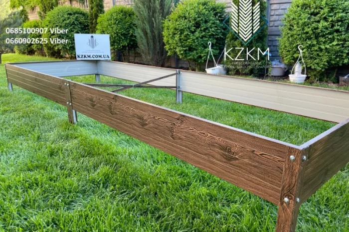 Сборная грядка под дерево с распорками, сборная " Люкс" высокая, металлическая грядка- фото № 10