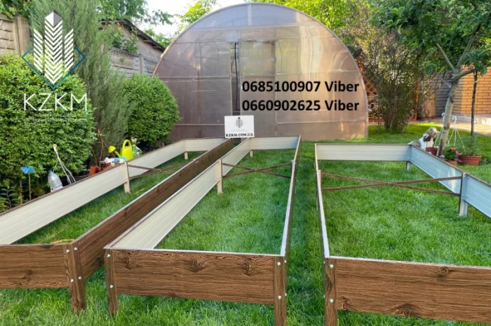 Сборная грядка под дерево с распорками, сборная " Люкс" высокая, металлическая грядка- фото № 2