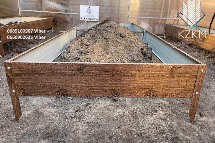 Сборная грядка под дерево с распорками, сборная " Люкс" высокая, металлическая грядка- фото № 4