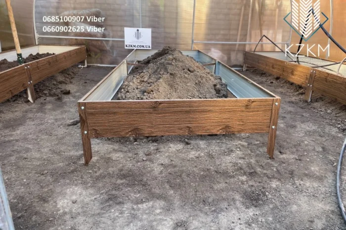 Сборная грядка под дерево с распорками, сборная " Люкс" высокая, металлическая грядка- фото № 5