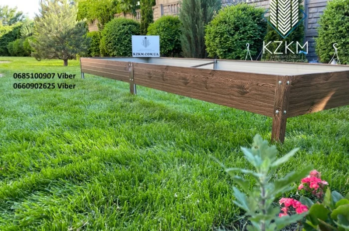 Сборная грядка под дерево с распорками, сборная " Люкс" высокая, металлическая грядка- фото № 6