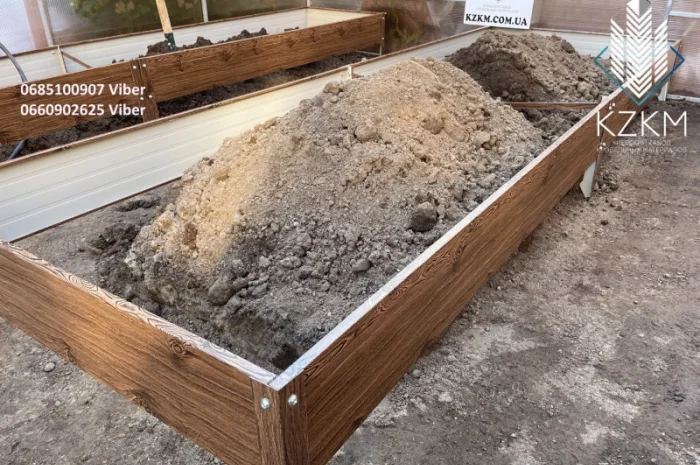 Сборная грядка под дерево с распорками, сборная " Люкс" высокая, металлическая грядка- фото № 7