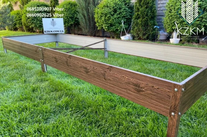 Сборная грядка под дерево с распорками, сборная " Люкс" высокая, металлическая грядка- фото № 8