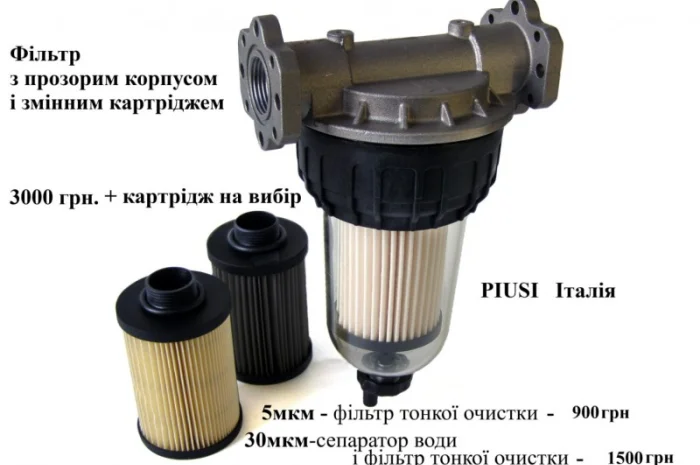 Фільтр для дизельного палива, бензину із змінним картріджем Італія PIUSI. Сепаратор води- фото № 2