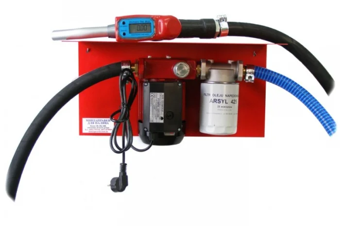 Міні АЗС 12 Вольт 40л/хв з вмонтованим електронним лічильником на пістолеті для дизпалива- фото № 1
