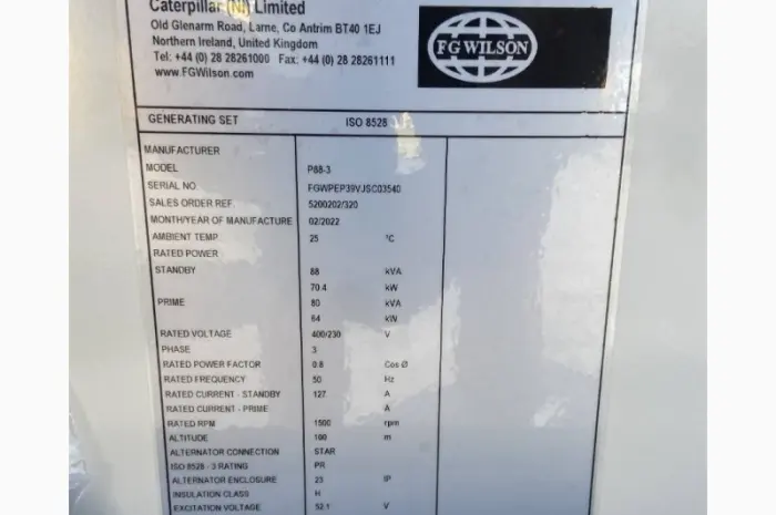 Дизельный генератор FG Wilson P88-3 - Perkins - 88 kVA 2022 г- фото № 7