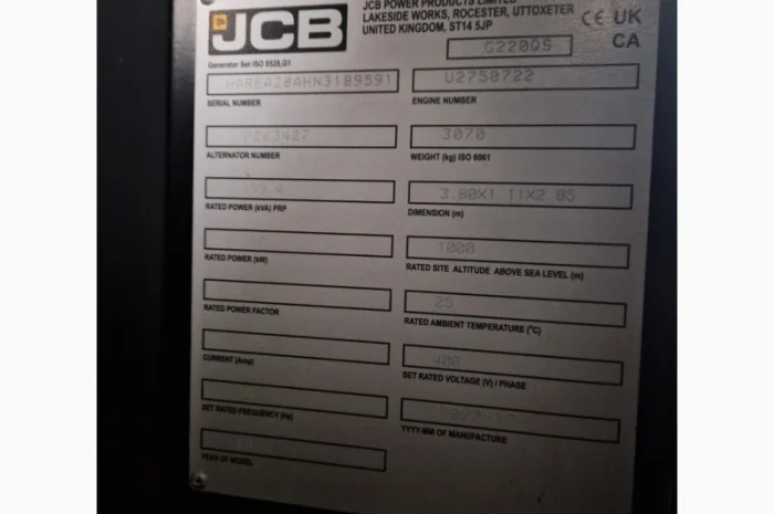 JCB G220QS - 220 kVA 2022 рік- фото № 5