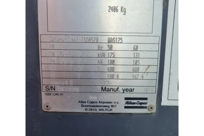 Генератор Atlas Copco QAS 125- фото № 9