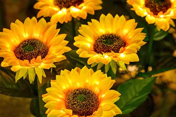 Подсолнух на солнечной батарее садовый фонарь- фото № 1