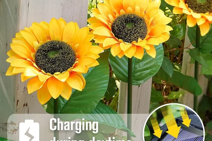 Подсолнух на солнечной батарее садовый фонарь- фото № 2